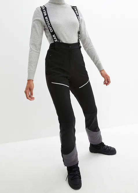 Funktionshose aus Softshell mit Stretch, wasserabweisend in schwarz von vorne - bonprix