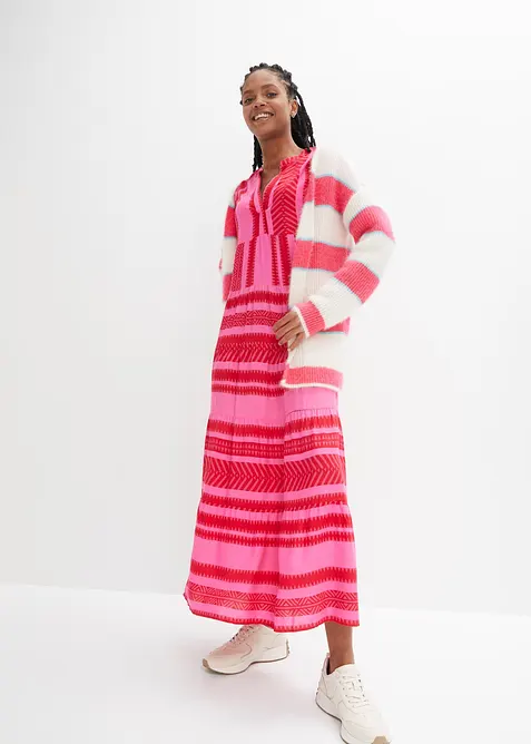 Maxikleid aus fließender Viskose in rot im Look von vorne (Totalaufnahme) - bonprix