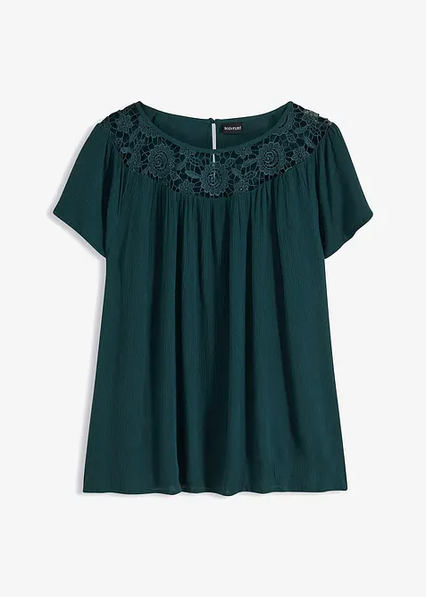 Blusenshirt aus fließender Viskose in grün von vorne - bonprix