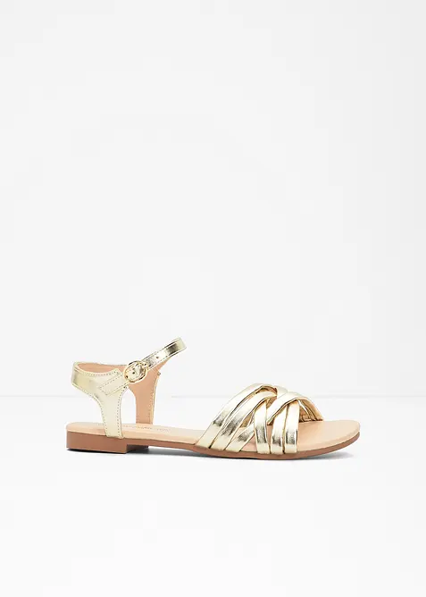 Riemchensandalen in Metallic-Optik in gold von vorne - bonprix