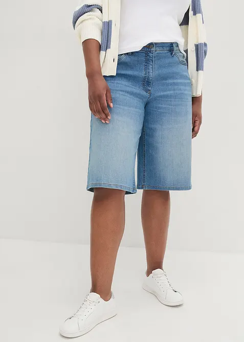 Jeans-Bermuda mit Bequembund in blau von vorne - bonprix