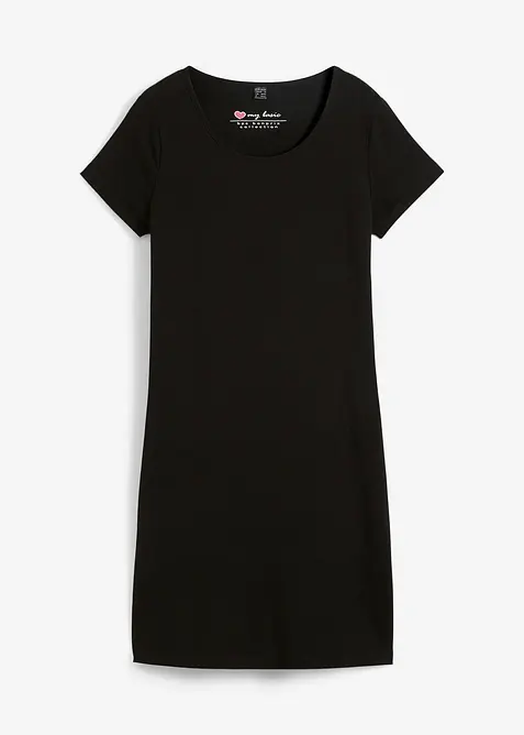 Shirtkleid aus Bio-Baumwoll-Stretch in schwarz von vorne - bonprix