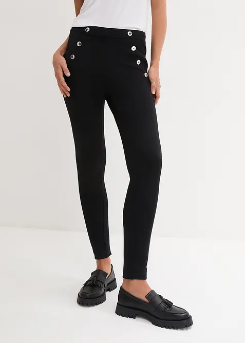 Leggings aus bequemen Punto di Roma in schwarz von vorne - bonprix