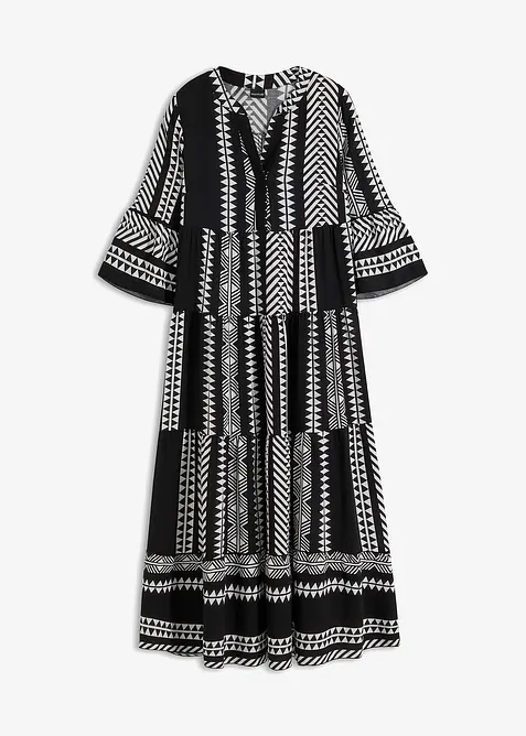 Maxikleid aus fließender Viskose in schwarz von vorne - bonprix