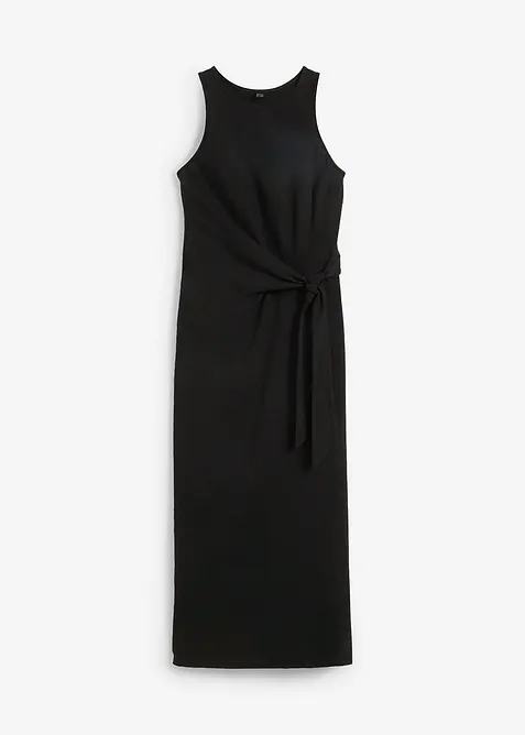 Maxikleid aus reiner Baumwolle in schwarz von vorne - bonprix