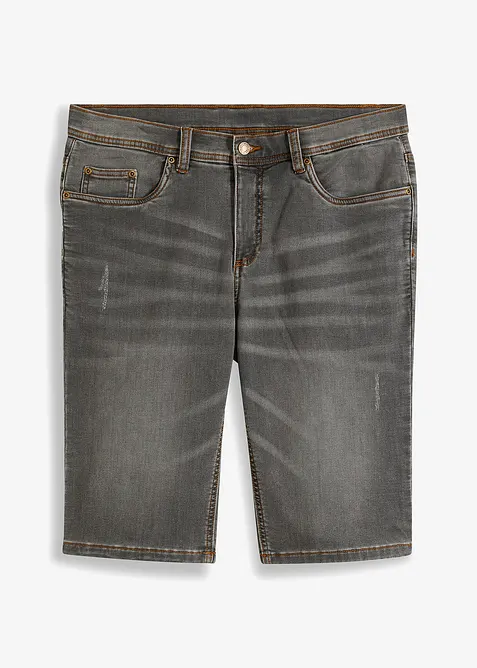 Sweat-Jeans-Bermuda m. Komfortschnitt in Regular-Fit in grau von vorne - bonprix