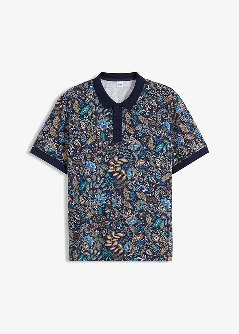 Poloshirt aus reiner Bio-Baumwolle in blau von vorne - bonprix