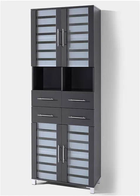 Badezimmer Hochschrank breit in grau von vorne - bonprix
