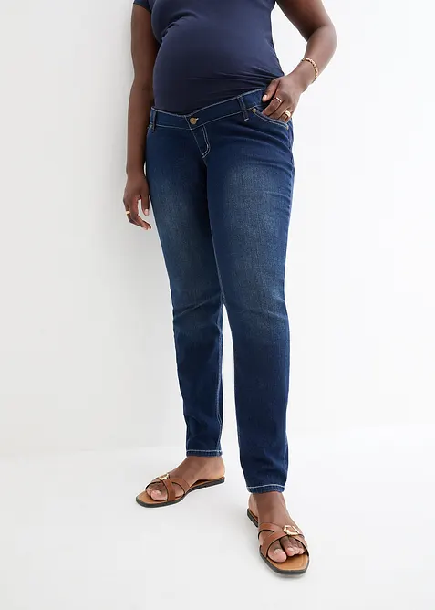 Umstandsjeans, Skinny in blau von vorne - bonprix