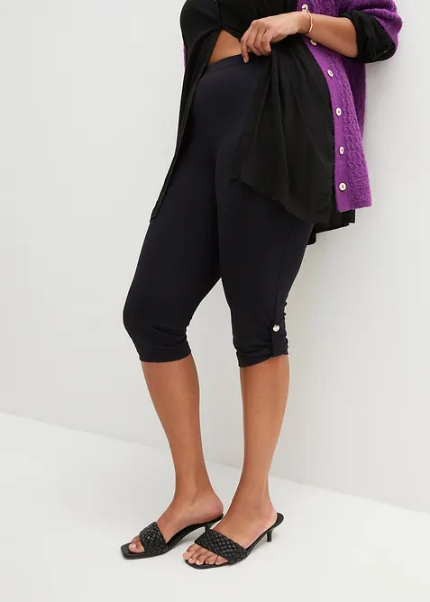 Capri-Leggings aus Bio-Baumwolle in schwarz von vorne - bonprix