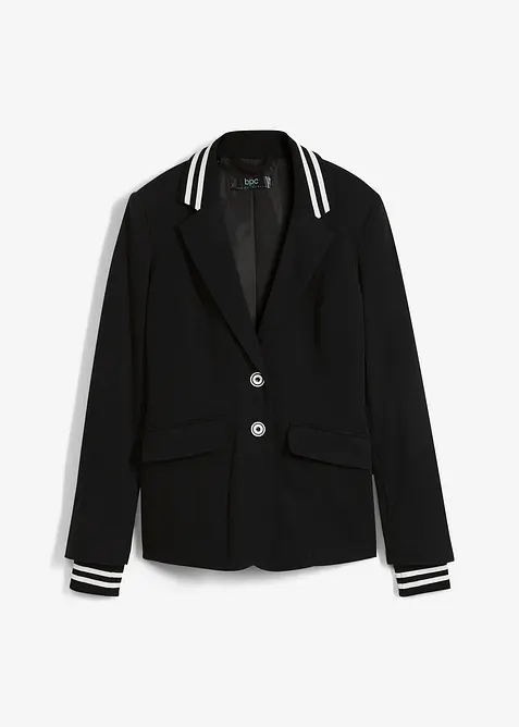 Blazer aus reiner Baumwolle in schwarz von vorne - bonprix
