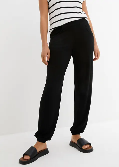 Jersey-Hose mit Bequembund in schwarz von vorne - bonprix