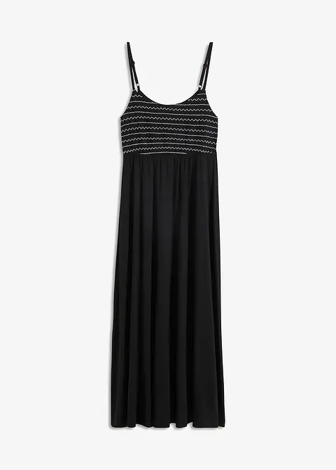 Midikleid aus softem Viskose-Mix in schwarz von vorne - bonprix
