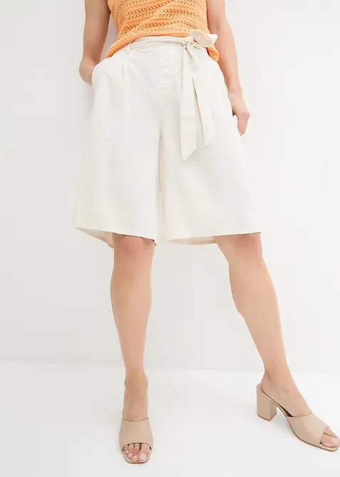 Leinen-Bermuda in beige von vorne - bonprix