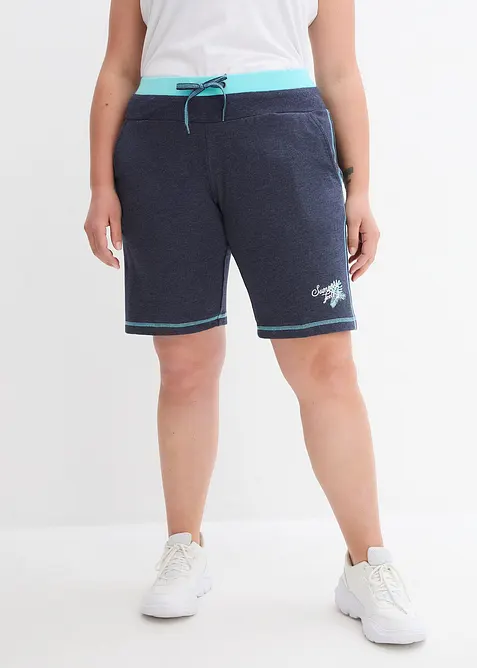 Sweat-Shorts aus Baumwoll-Mix in blau von vorne - bonprix