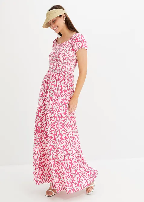 Maxikleid aus fließendem Viskose-Mix in pink im Look von vorne (Totalaufnahme) - bonprix