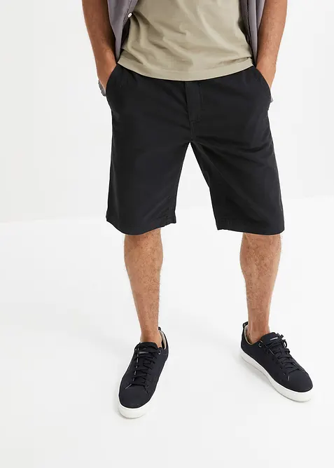 Chino-Bermuda aus reiner Baumwolle in Regular-Fit in schwarz von vorne - bonprix