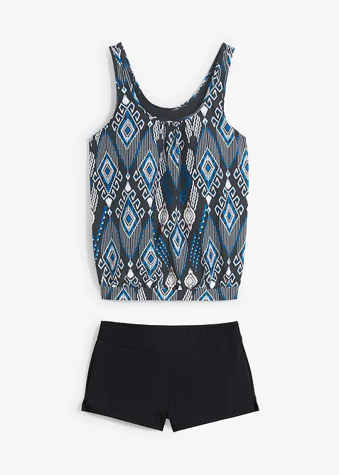 Oversize-Tankini (2-tlg.Set) mit Panty in schwarz von vorne - bonprix