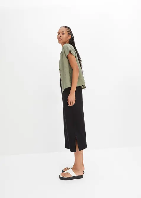 Jersey-Kleid aus Baumwolle mit Stretch in schwarz im Look von vorne (Totalaufnahme) - bonprix