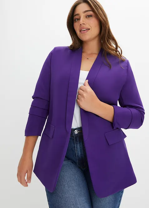 Blazer mit Raffung in lila von vorne (im Anschnitt) - bonprix
