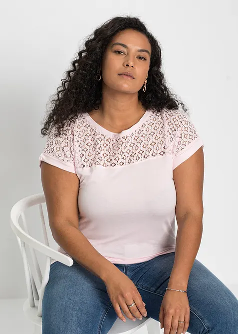 Shirt aus softem Viskose-Mix in rosa von vorne (im Anschnitt) - bonprix