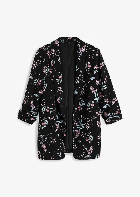 Longblazer aus weichem Scuba in schwarz von vorne - bonprix