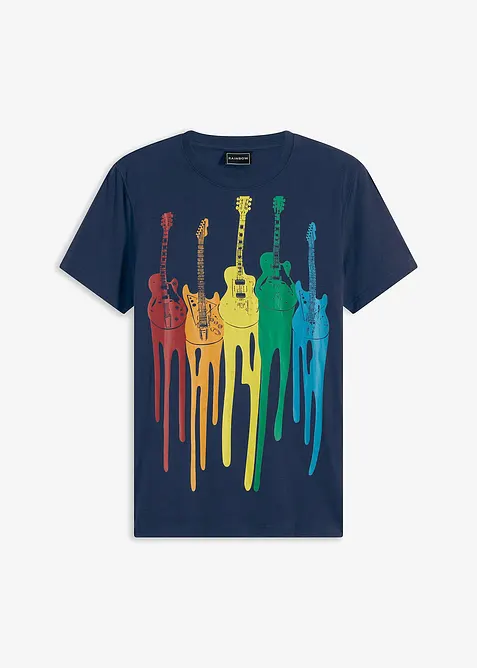 T-Shirt aus reiner Baumwolle, Slim Fit in blau von vorne - bonprix