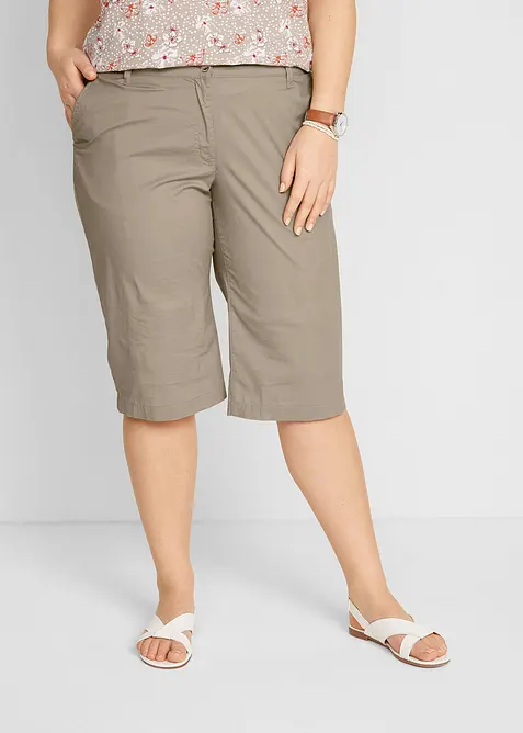 Long-Bermuda aus Baumwoll-Mix in beige von vorne - bonprix