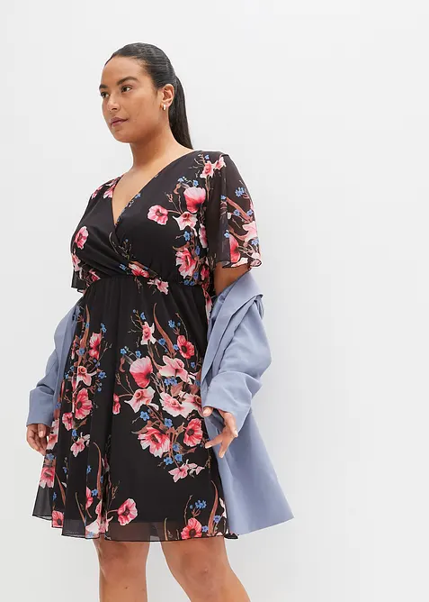 Minikleid aus Mesh in schwarz von vorne (Totalaufnahme) - bonprix