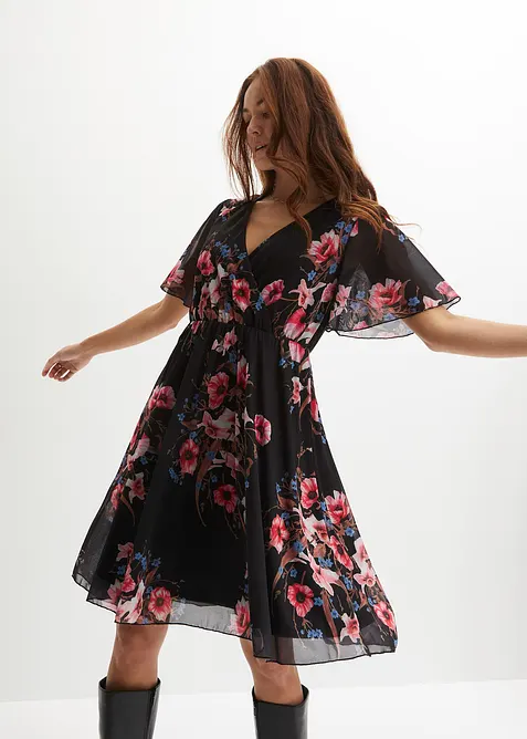 Minikleid aus Mesh in schwarz von vorne (Totalaufnahme) - bonprix