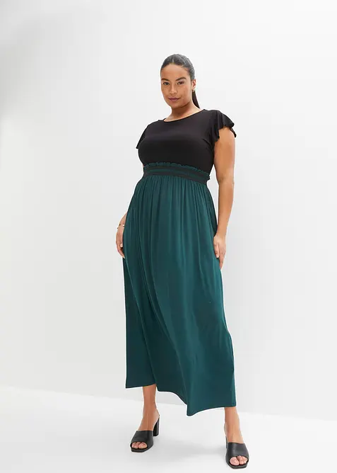 Jerseykleid aus softem Viskose-Mix in schwarz von vorne (Totalaufnahme) - bonprix
