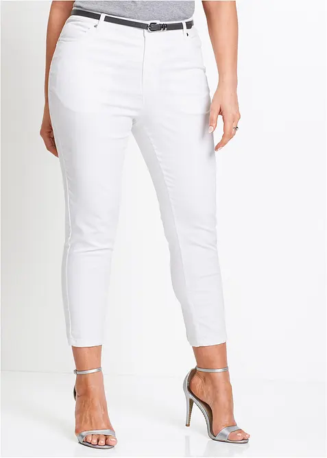 Stretchhose aus Baumwolle in weiß von vorne - bonprix