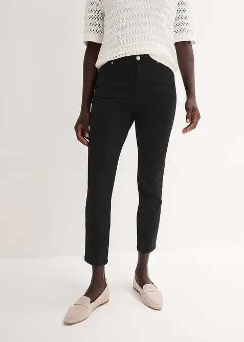 Stretchhose aus Baumwolle in schwarz von vorne - bonprix