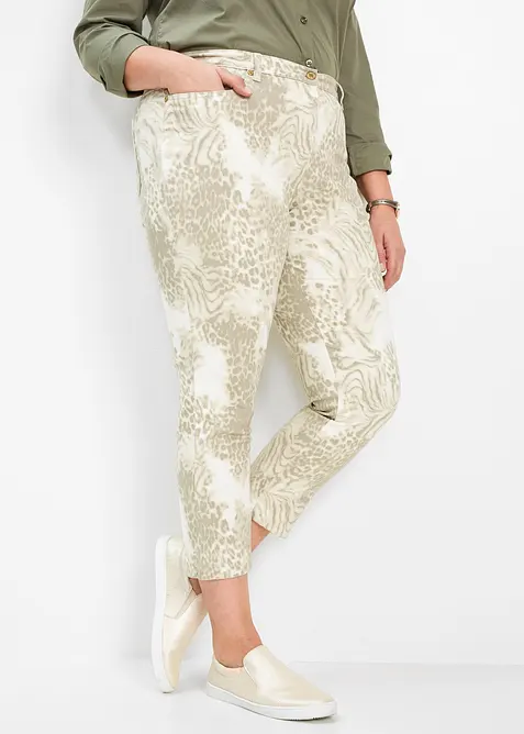 7/8 Stretchhose bedruckt in beige von vorne - bonprix