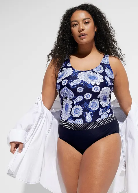 Medium Shape-Badeanzug in blau von vorne (Totalaufnahme) - bonprix