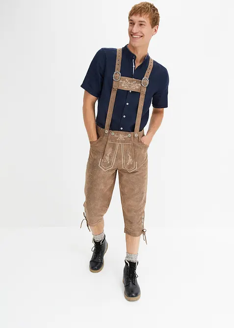 Regular Fit Trachtenhose aus Lederimitat in braun von vorne - bonprix