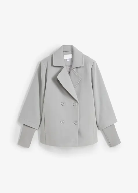Cabanjacke mit Strickärmeln in grau von vorne - bonprix