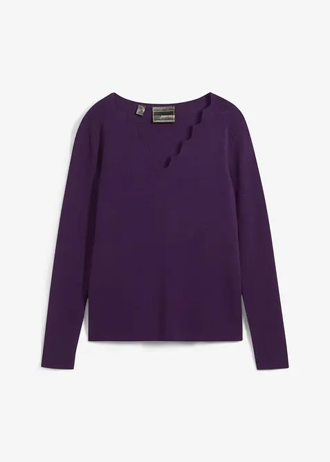 Feinstrickpullover aus weichem Viskose-Mix in lila von vorne - bonprix