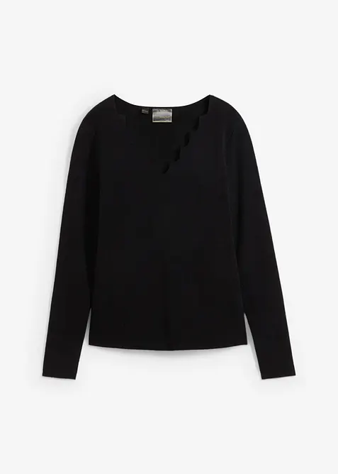 Feinstrickpullover aus weichem Viskose-Mix in schwarz von vorne - bonprix