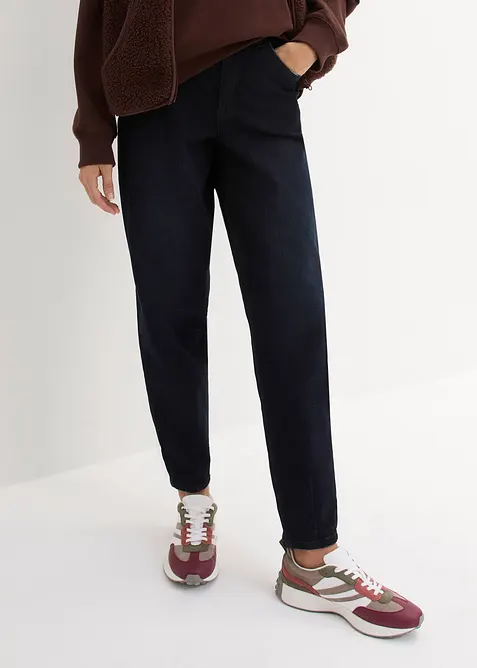 Barrel-Jeans High Waist, Bequembund in blau von vorne - bonprix
