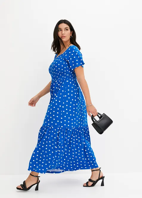 Maxikleid aus fließender Viskose in blau von vorne (Totalaufnahme) - bonprix