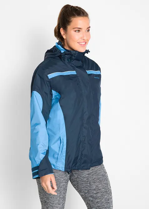 wasserdichte 3 in 1 Funktionsjacke in blau von vorne (im Anschnitt) - bonprix