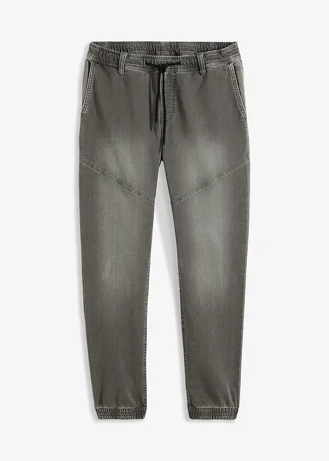 Regular-Fit Jeans-Jogger mit Dehnbund, Straight in grau von vorne - bonprix