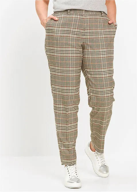 Stretch-Hose mit Karomuster in braun von vorne - bonprix