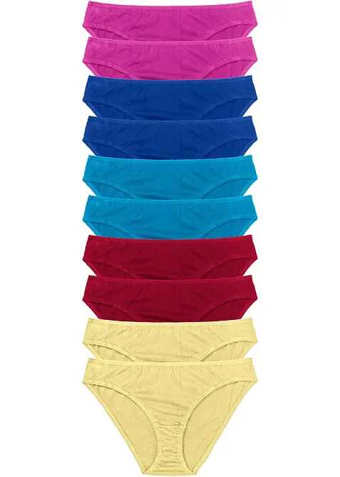 Slip mit weicher Baumwolle (10er Pack) in pink von vorne - bonprix