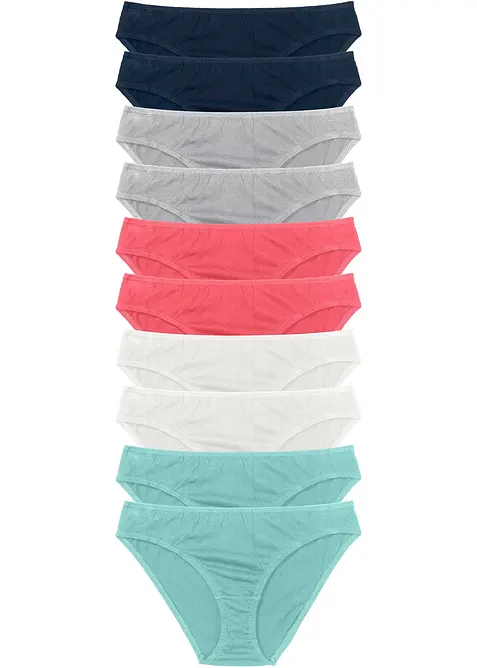 Slip mit weicher Baumwolle (10er Pack) in blau von vorne - bonprix