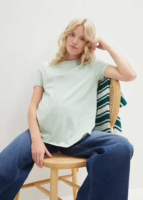 2-in-1 Umstands- und Stillshirts aus Bio-Baumwolle (2er-Pack) in grau von vorne (im Anschnitt) - bonprix