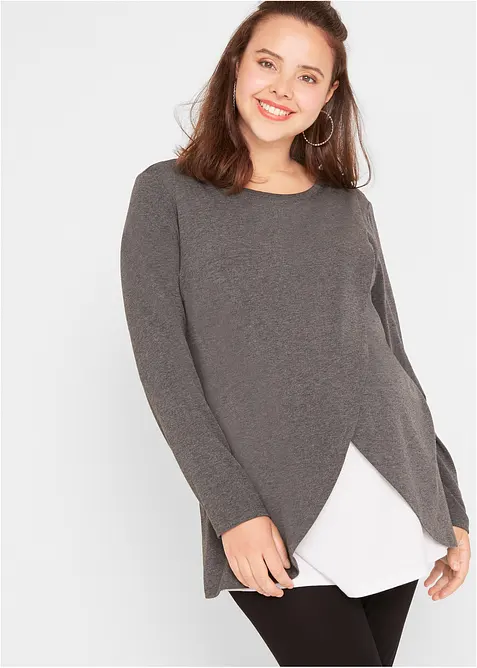 Bequemes Set aus Stillshirt und Leggings (2-teiliges Set) in schwarz von vorne (Totalaufnahme) - bonprix