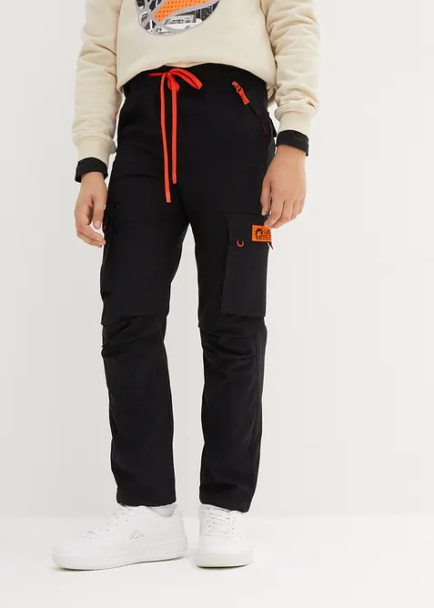 Schlupfhose mit Cargotaschen, Regular Fit in schwarz von vorne - bonprix