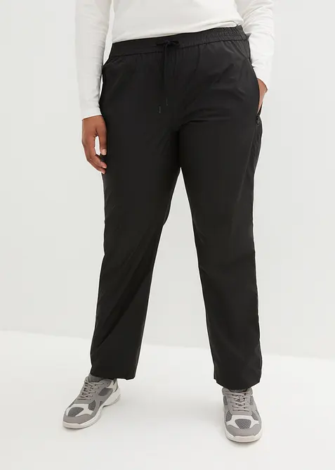 Ultraleichte Schlupf-Regenhose mit seitlichem Reißverschluss, wasserdicht in schwarz von vorne - bonprix